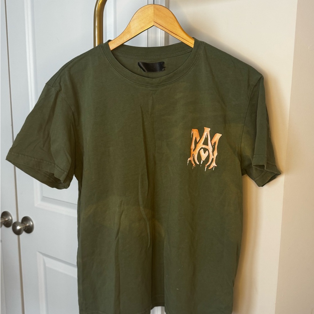 AMIRI Olive Green Tee with Logo